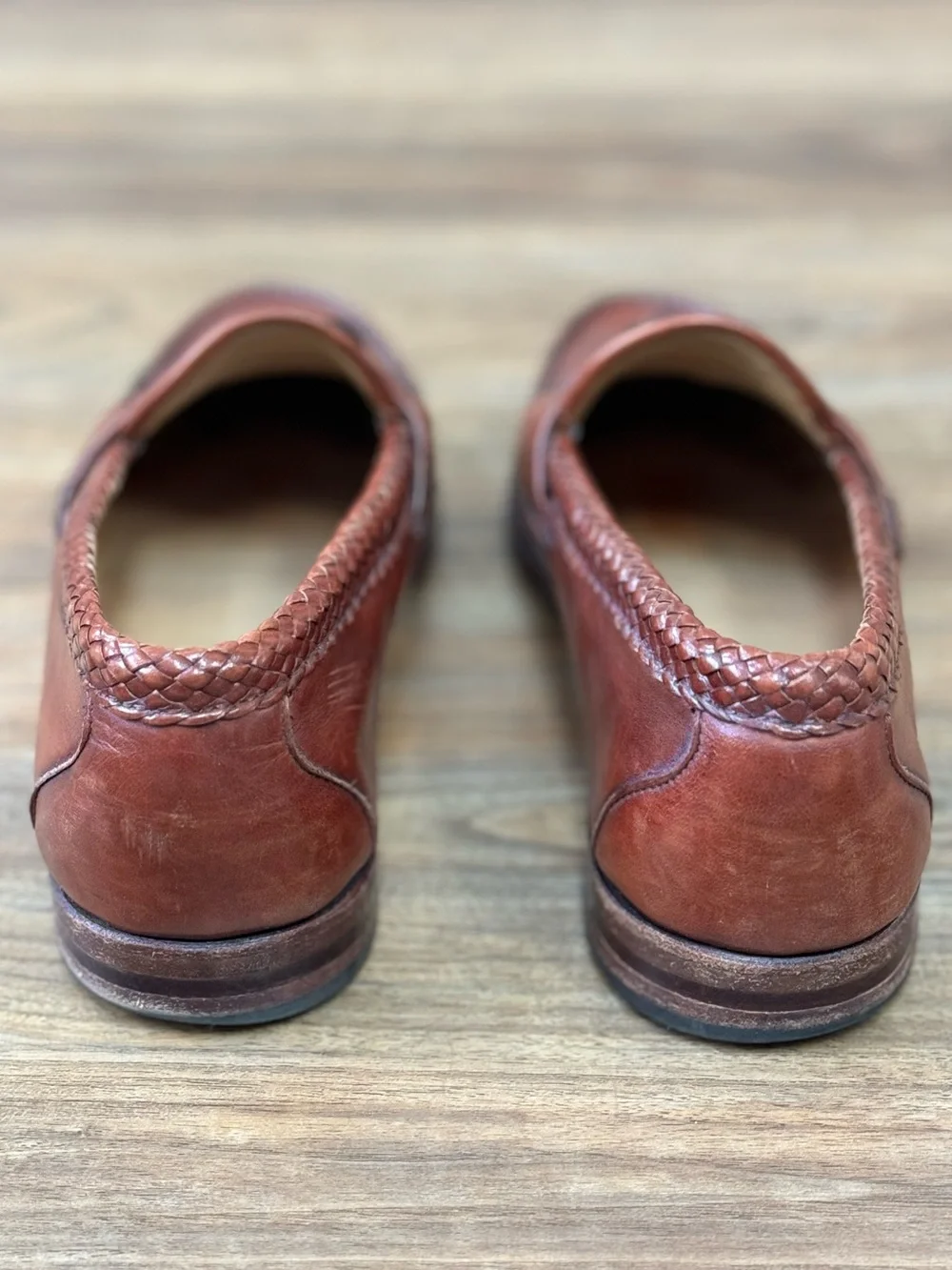 Allen Edmonds Maxfield Brown Leather Tassel Loafers Woven Trim Men’s 10.5D 47716